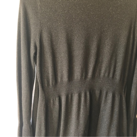 White House Black Market long black open cardigan tiny metallic flecks size M - Picture 7 of 8
